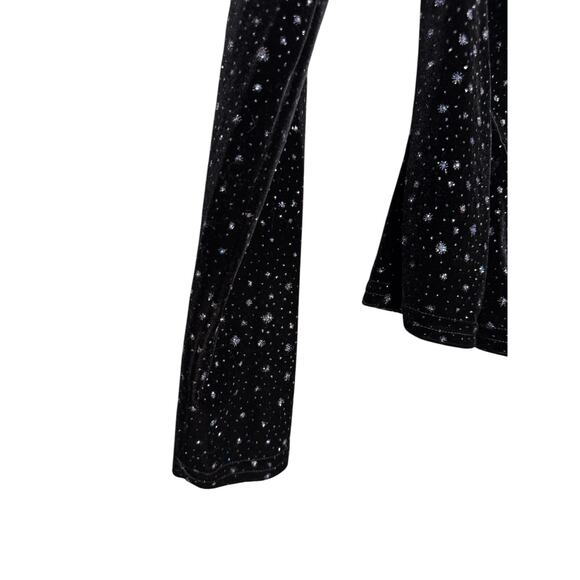 Y2k vintage Jessica McClintock black velour sparkly off the shoulder blouse - Picture 5 of 7